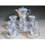 A Shelley PHLOX Pattern Coffee Set for Six, base marked Reg. No. 781613 and pattern no. W 12189