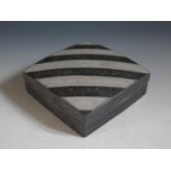 Tim Andrews, A Square Raku Box , the lid with 'black and white bands, impressed mark to base, 15cm