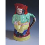 A Nineteenth Century Porcelain Character Jug, 22cm, some loss to enamels