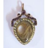 A Georgian Amethyst and See Pearl Mounted Hair Memorial Pendant, 26mm, 2g