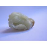 A Chinese Carved Jade Recumbent Ram, 5cm long