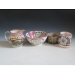 Four Pieces of Sunderland Lustre Ware, all A/F