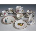 A Royal Worcester Miniature Coffe Can with saucer and collection of miniatures teacups with