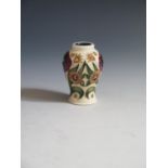 A Modern Moorcroft Carnation Display Miniature Baluster Vase, dated 2013, 5.5cm, boxed