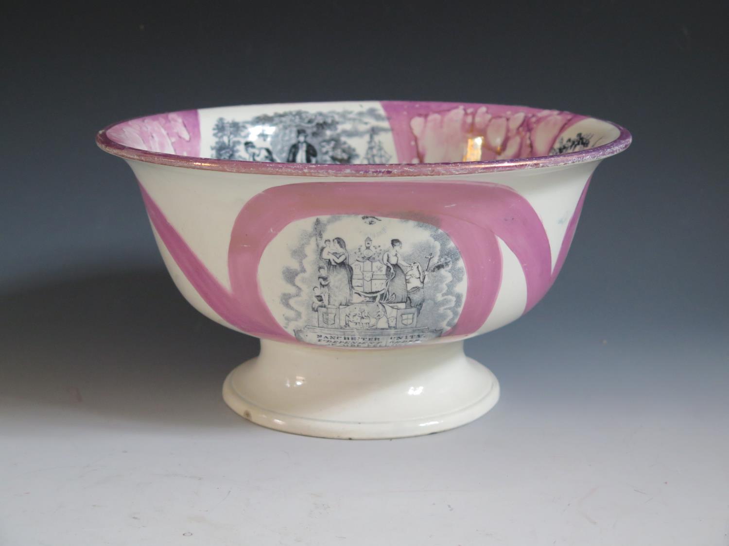 A Sunderland Lustre Bowl _ Manchester Unity Independent Order of Oddfellows _ with monochrome