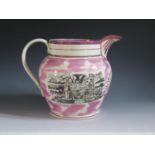 A Dixon Austin Co. Sunderland Lustre Jug _God Speed The Plough _ decorated in monochrome with