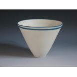 Elizabeth Smith (1943-2019), a ceramic vessel with blue green glazed bands, impressed mark to