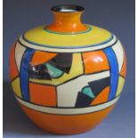 A Very Rare Clarice Cliff Bizarre Diamonds Vase, shape 164, c. 1929.