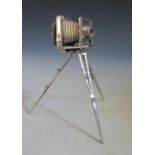 An Italian Silver Scale Model of a Bellows Camera on tripod, stamped Medusa .925, c. 8.5cm