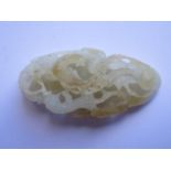 A Chinese Fenghuang Decorated Carved and Pierced Jade, 6cm wide