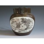 A Nineteenth Century Jug decorated with a monochrome transfer scene of a mother and babe in a