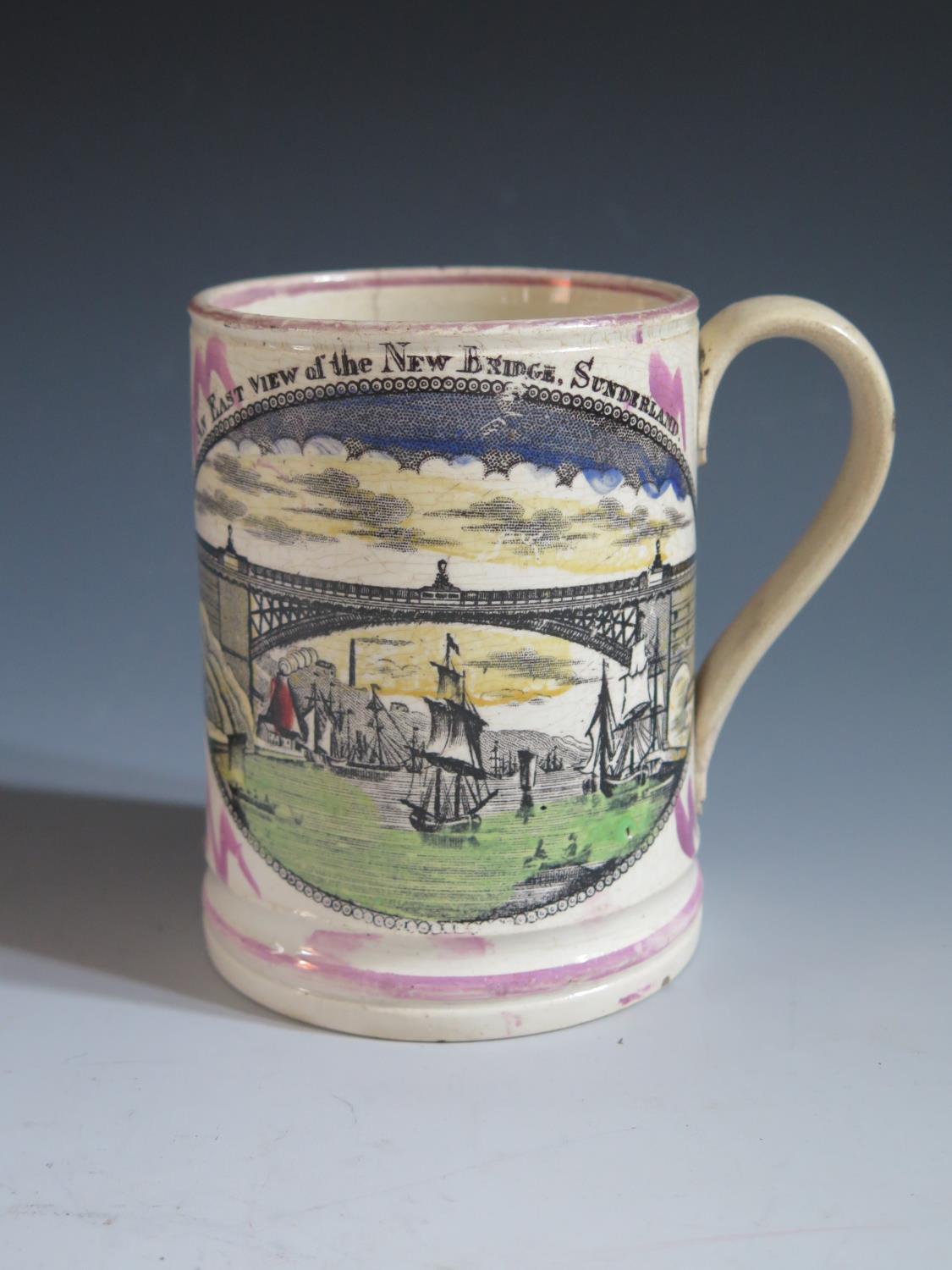 A Sunderland Lustre Crimean War Frog Mug _ May We Ever Be United _ with polychrome decoration and - Image 2 of 4