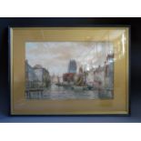 John Hamilton Glass (SCOTTISH 1890 ? 1925)SSA, Continental Harbour Scene, watercolour, 52x34cm,