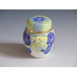 A Modern Moorcroft Enamel Pansy Ginger Jar, 5.5cm, dated 98 and initialled AR, boxed
