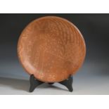 Elizabeth Smith (1943-2019), a terracotta bowl with sylised decoration, impressed mark, 30cm diam