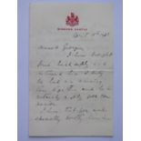 A Windsor Castle Headed Letter dated April 18th 1938 and addressed to 'Dearest George' and