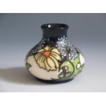 A Modern Moorcroft Daisy May Pattern Squat Vase, base marked 2008, 6cm, boxed