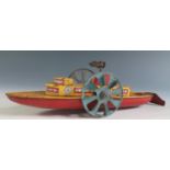 A Mettoy (England) 1940's Tinplate Paddle Steamer (27.5cm approx).