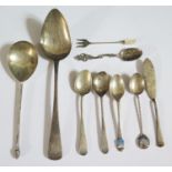 A Selection of Georgian and later Silver Flatware (155g gross) and .830 continental silver spoon