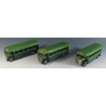 Three Triang Minic Clockwork 52M Single Deck Buses all with working motors.