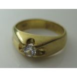 A 14Ct Yellow Gold and Diamond Solitaire Ring, size L, 5.7g