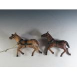 Two 19th Century? Paper Mache Horses (21cm approx).
