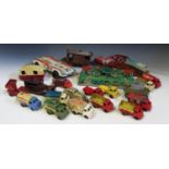 A Collection Tinplate and Plastic Toy Cars, Truck, Vans etc.