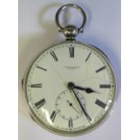 A Large Victorian Silver Cased Open Dial Pocket Watch with chain driven fusee movement no. 6090,