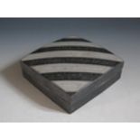 Tim Andrews, A Square Raku Box , the lid with 'black and white bands, impressed mark to base, 15cm