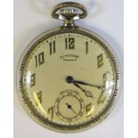 A Keystone Standard Open Dial Pocket Watch with 15 jewel movement no. 1011022, running