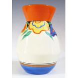 A Very Rare Clarice Cliff Bizarre Garland Pattern 360 Vase, 20cm, 1929. Some crazing to body and