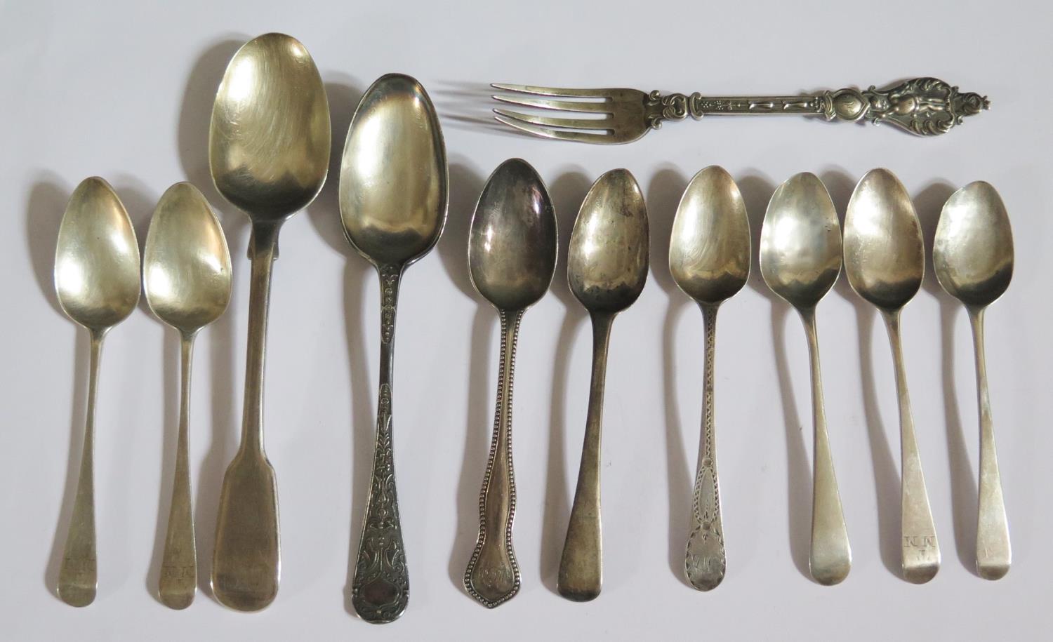 A Selection of Georgian and later Silver Flatware, 232g