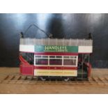 A Large Handmade Powered Wooden Model of a Tram on a Mecanno Chassis, Not Tested (55cm approx).