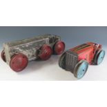 A Scarce Marx Clockwork Tinplate 6 Wheeled Tractor with working motor and one other Marx 4 wheeled