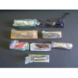 A Selection of Knife Blades including E. Johnsson, Mora, Vilaflor, Master Knives, TOPS, Kershaw,