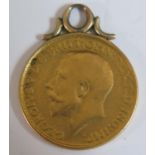 A 1912 Gold Sovereign Pendant, 8.2g gross