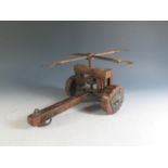 A 19th Century Wooden and Metal Model of a 1483 Carro Falcato Scythed Chariot designed by Leonardo