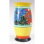 A Rare Clarice Cliff Fantasque Umbrellas Pattern 265 Vase, 15cm, 1929-1930. Very slight loss to