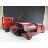 A Large Tinplate Train and Crane (possibly Triang) and one other.