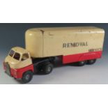 A Triang Minic Tinplate Bedford Removals Lorry with Push n' Go Motor (36cm approx).