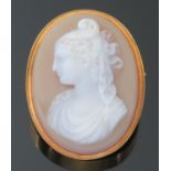 A Small Hardstone Cameo carved with a classical lady's bust, 6.5g, 26x20mm