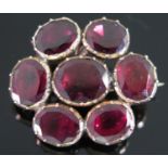 A Georgian Gold and Foil Back Pink Garnet Brooch, 27.5mm diam, 5.9g