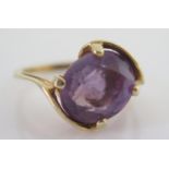 A 14K Yellow Gold and Amethyst Dress Ring, size N, 4.1g