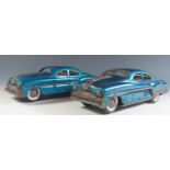 Two Tinplate Minister Delux Buick Roadmaster Friction Cars Made in Japan (25.5cm approx).