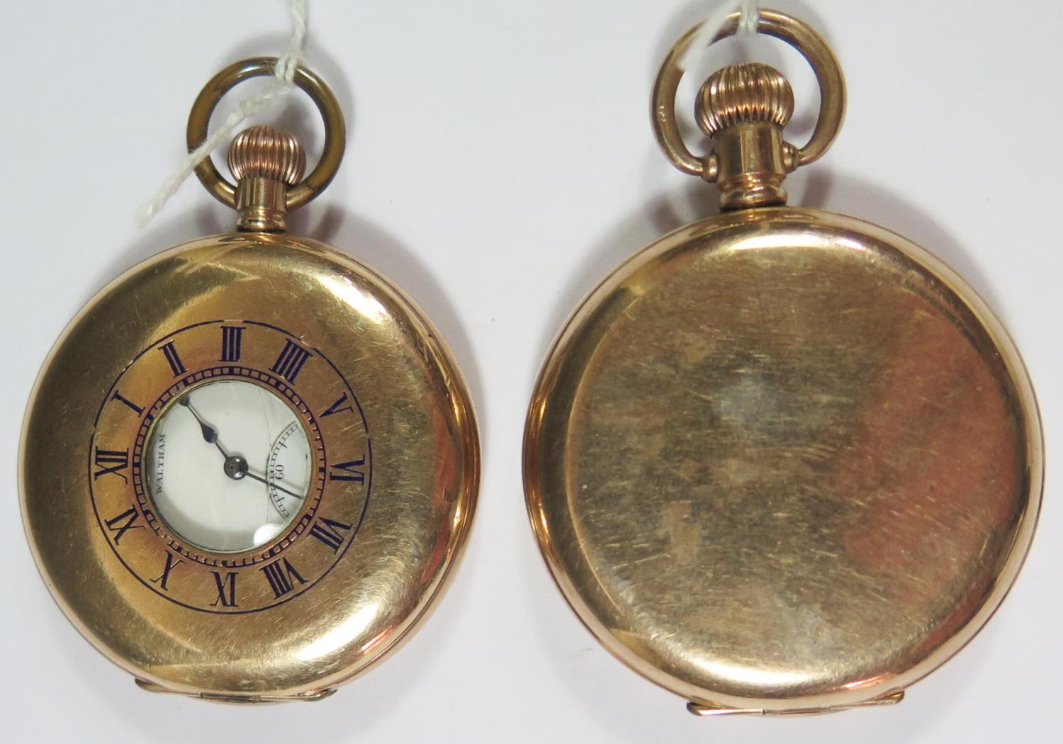 A Waltham Gold Plated Gent's Half Hunter Pocket Watch movement no. 13159620 (running, glass cracked) - Image 2 of 3