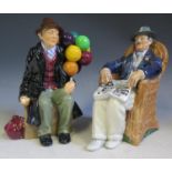 Two Royal Doulton Figurines _ The Balloon Man HN1954 and Taking Things Easy HN 2677