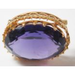 A Victorian Amethyst Brooch in an unmarked gold setting, 11.5g, 28x23mm