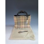 A Burberry Tote Bag, purse and key ring, with soft case