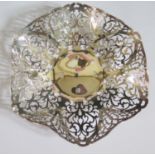 An Elizabeth II Birmingham Silver Hexagonal Bowl with pierced foliate scroll decoration, D&F, 167g
