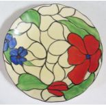 A Rare Clarice Cliff Bizarre Scarlet Flower Pattern Plate, 22cm. Crazed.